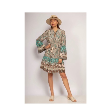 Robe bohème courte brodée femme | AZETOO
