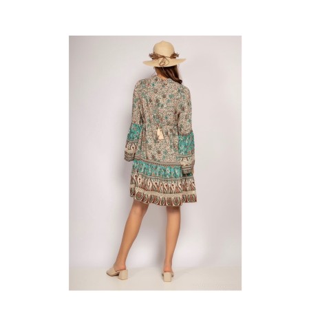 Robe bohème courte brodée femme | AZETOO