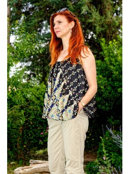 Top fleuri noir femme | AZETOO 2
