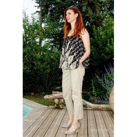 Top fleuri noir femme | AZETOO