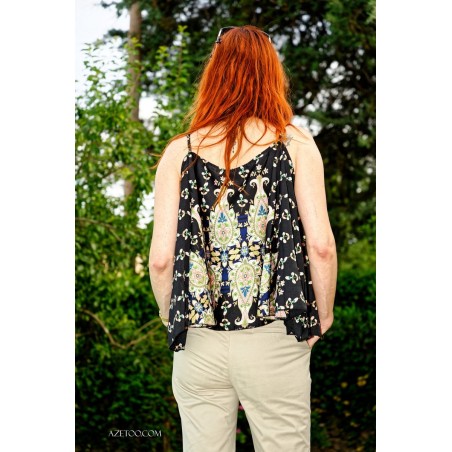 Top fleuri noir femme | AZETOO