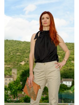 Top satin noir femme | AZETOO 2
