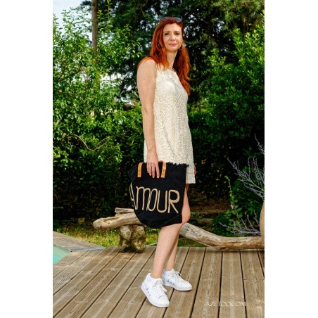 Robe courte imprimé graphique écru femme | AZETOO
